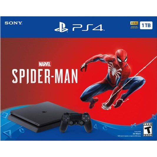 Playstation 4 1TB Slim Console Spiderman Bundle - (Complete, Playstation 4)