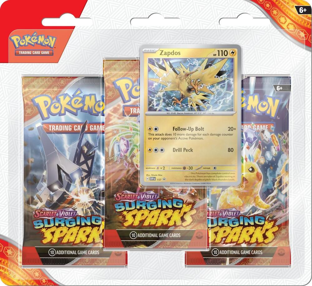 Scarlet & Violet Surging Sparks - Three Booster Blister: Zapdos